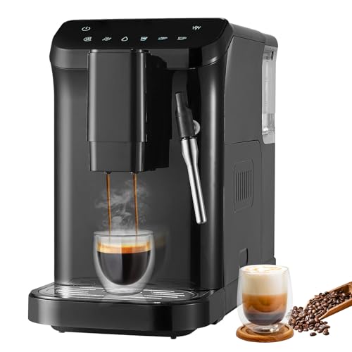 VEVOR automatic espresso machine 20 bar with built-in grinder, 15 grind levels, steam wand, and 1.5L tank