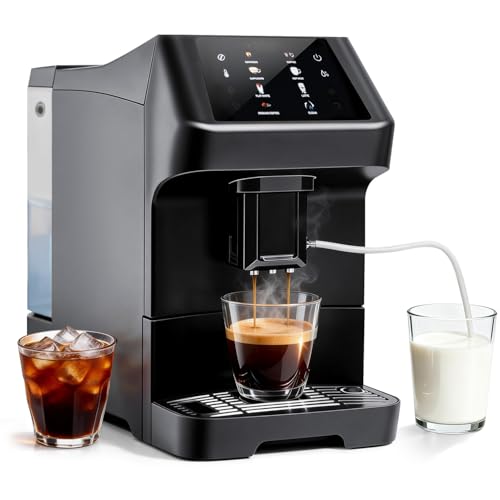 Automatic espresso coffee machine 19 bar with grinder, milk frother, auto cleaning and descaling