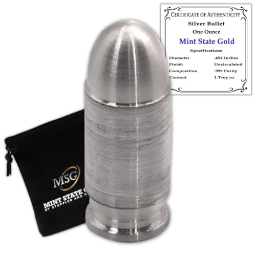 CoinFolio Silver Bullet - .45 Caliber (1 oz) - .999 Pure Silver by Mint State Gold