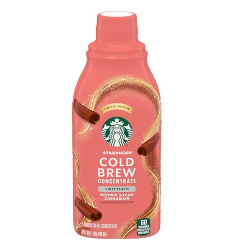 Starbucks Cold Brew Coffee Concentrate, Sweetened Brown Sugar Cinnamon Flavored Iced Coffee, 32 fl oz